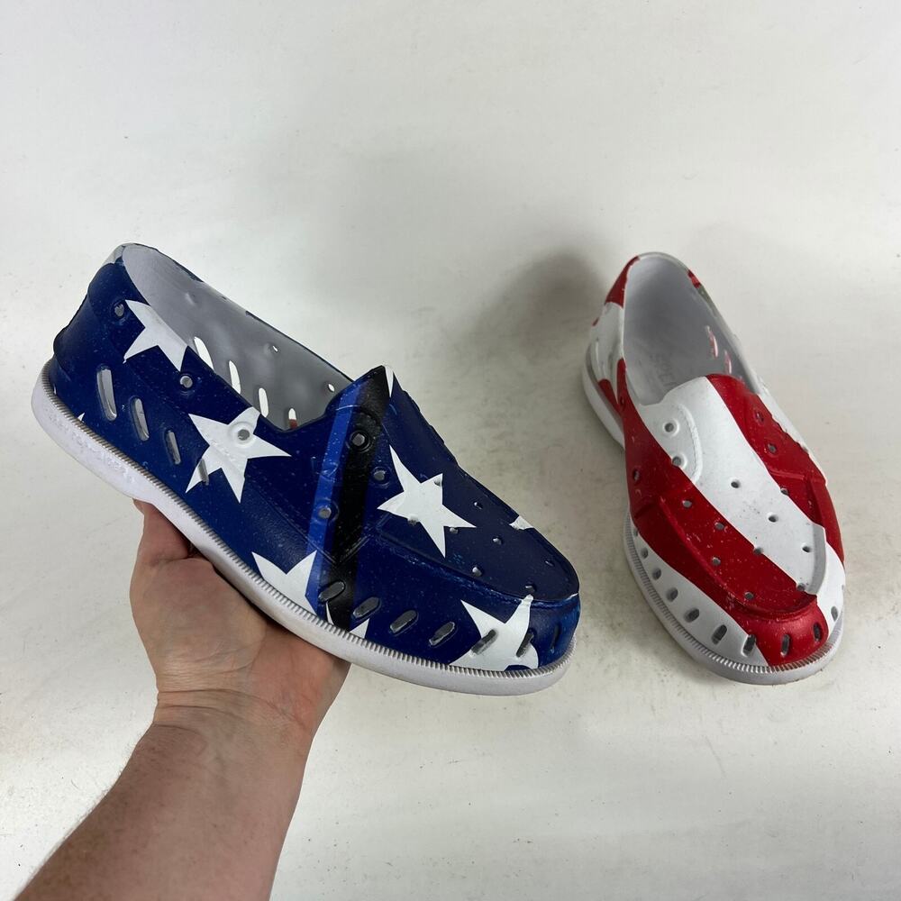 Sperry Float Boat Shoes Womens 8 Multicolor Striped Slip On Patriotic Flag Flats